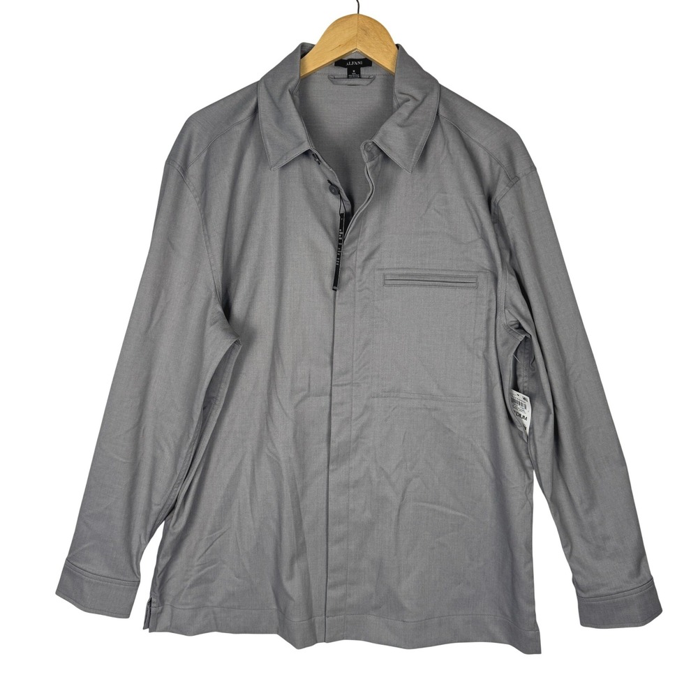 Alfani Mens Casual Grey HT Long Sleeve Button Up Shirt Jacket Size M 100185384MN
